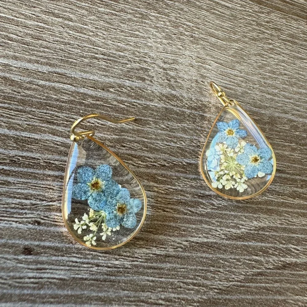 Dried blue earrings A942 - Picture 2 of 4